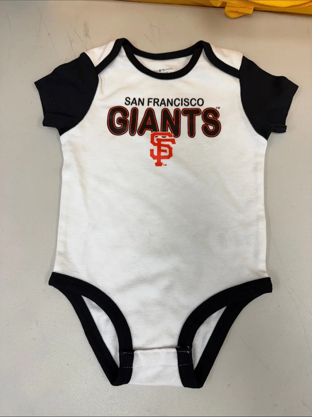 San Francisco Giants Baby One-Piece Bodysuit - White with Black Trim 12 months